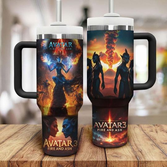 Discover Fire and Ash Avatar Tumbler 40Oz, Fire and Ash Jake Sully Neytiri Water Tumbler, Disneyland Avatar Tumbler With Straw