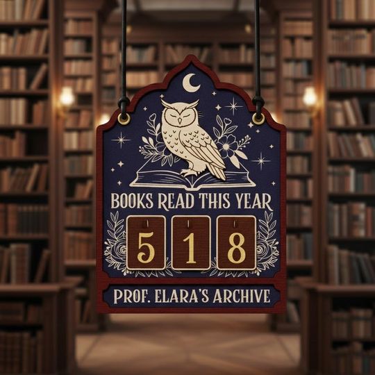 Discover Personalized Fantasy Books Read Counter, Custom Fantasy Owl Book Tracker Sign, Wizard Books Tracker, Literary Decor, Book Lover Gift