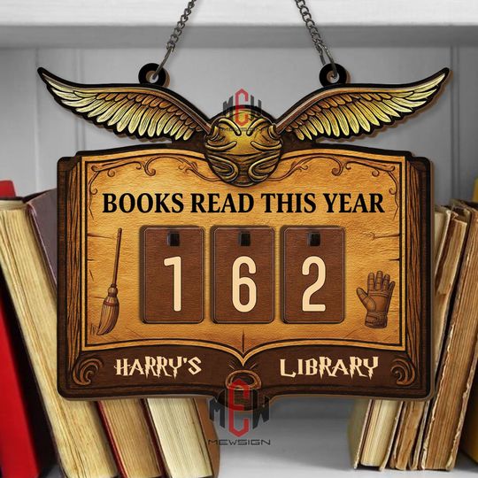 Discover Personalized Wizard Books Read Tracker, Magic Library Sign, Reading Counter, Fantasy Home Decor, Book Lover Gift, Custom Library Sign