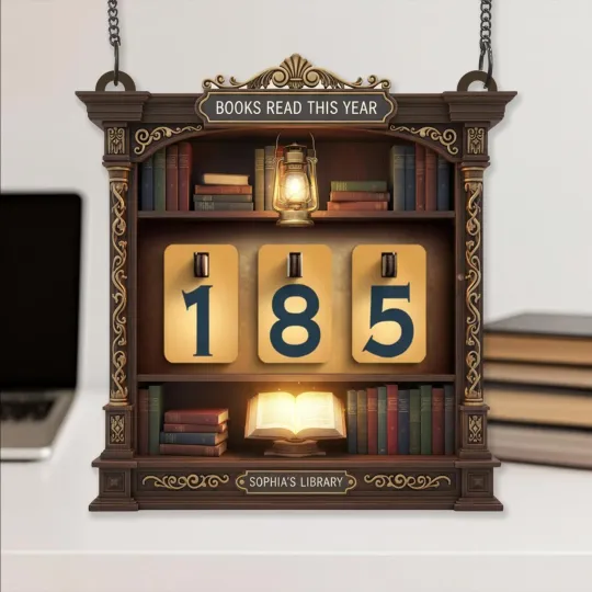 Discover Wooden Books Read Tracker Custom Name Sign Vintage Library Lantern Reading Goal