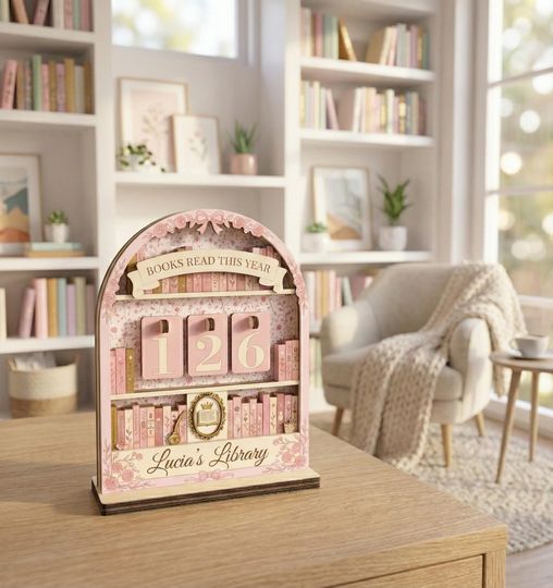 Discover Coquette Book Tracker, Pink Bow Library Sign, Floral Books Read Counter, Aesthetic Bookshelf Decor, Personalized Girly Gift for Reader