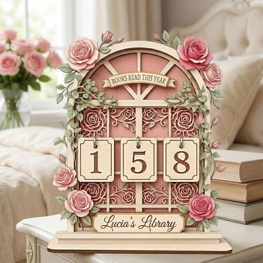 Discover Enchanted Garden Book Tracker, Fairy Tale Library Sign, Romantasy Book Lover Gift, Pink Rose Reading Goal, Whimsical Bookshelf Decor
