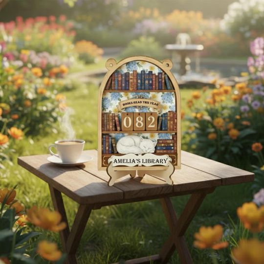 Discover Personalized Sleeping Cat on Book Reading Tracker - Books Read This Year Counter, Vintage Book Read Tracker, Gift for Readers, Book Lovers