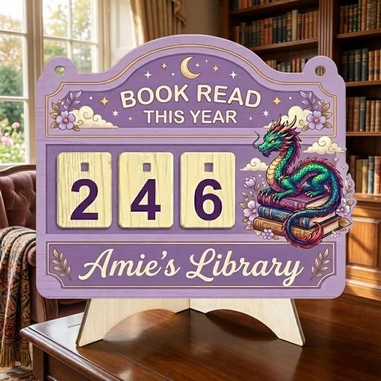 Discover Fantasy Dragon Book Tracker  Personalized Reading Counter Sign  Books Read This Year Display  Magic Library Decor Gift, Custom Books Read