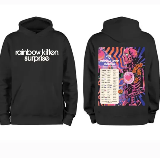 Discover Rainbow Kitten Surprise Bones Tour 2026 Double-Sided Hoodie
