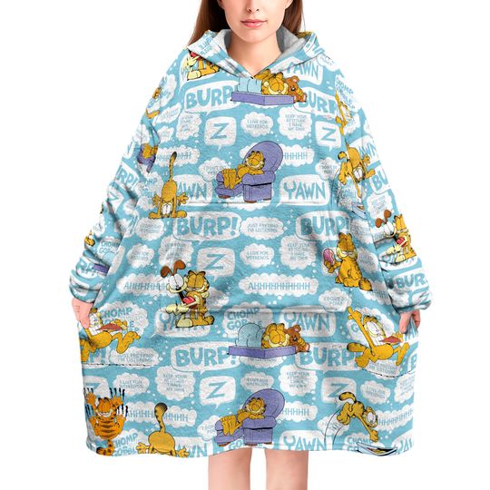 Garfield Pet Pouch Oversized Blanket Hoodie Sherpa Fleece One Size