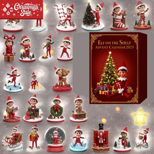 Festive Elf Advent Calendar 2025, Holiday Countdown Box