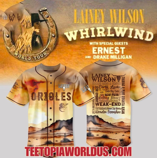 Orioles x Lainey Wilson Whirlwind World Tour 2025 Baseball Jersey Full Print