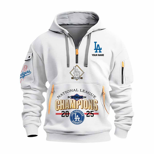 Dodgers National League Champions 2025 Personalized Quarter Zip Hoodie