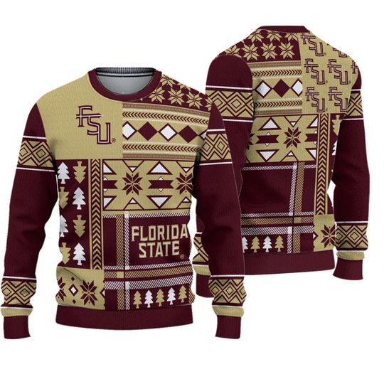 NWOT FSU Florida State Seminoles Holiday Ugly Christmas Sweater Mens M Football