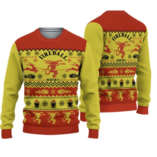 Shinesty Sweater Men M Fireball Whisky Fair Isle Knit Ugly Christmas Pullover