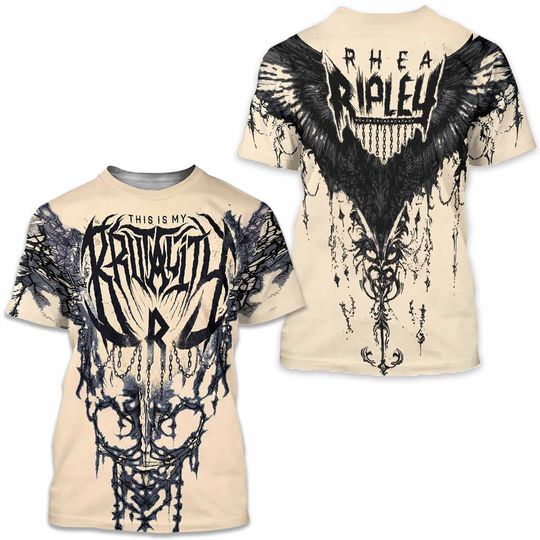 Tan Rhea Ripley Blackwork Brutality 3D T-Shirt