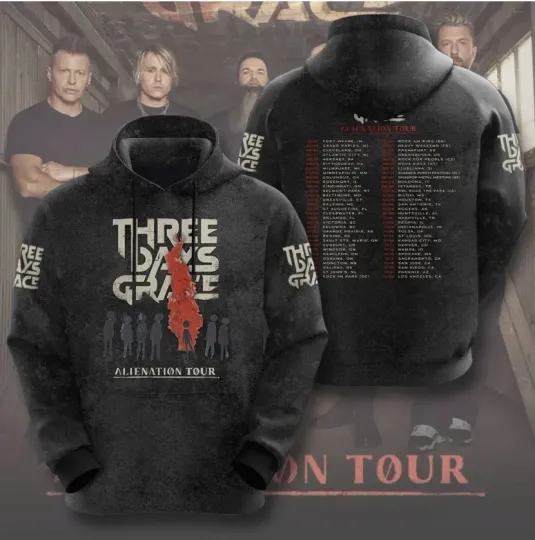 Discover Three Days Grace Alienation Tour 2026 3D Hoodie