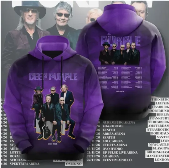 Deep Purple World Tour 2026 3D Hoodie Gift