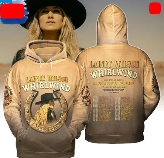Discover Lainey Wilson Whirlwind World Tour 2025 Best 3D hoodie New
