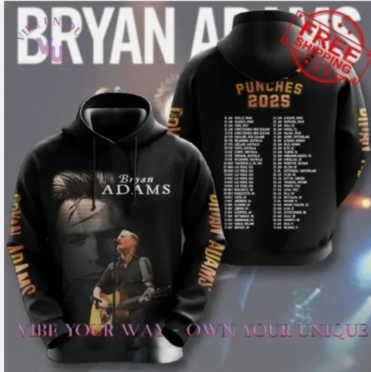 Discover Bryan Adams Roll With The Punches 2025 Tour Hoodie 3D