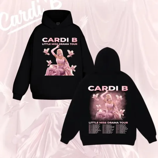 Discover Cardi B Inspired Little Miss Drama Tour Merch 2026 Double Sided Hoodie