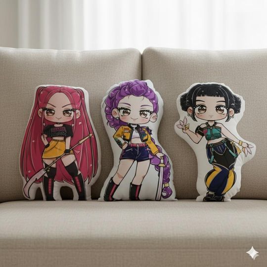Discover Huntrix Character Pillow, Rumi Mira Zoey Plush Toy, Anime & Kpop Fan Gift, Kids Bedroom Decor, Birthday or Christmas Gift