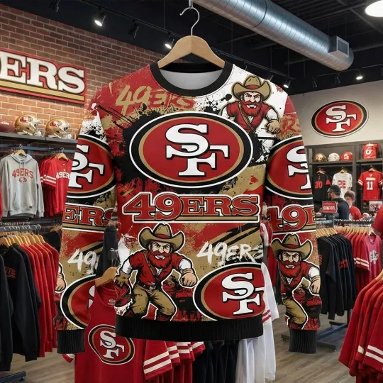 San Francisco 49ers 3D Sweater, Football Team Sweatshirt