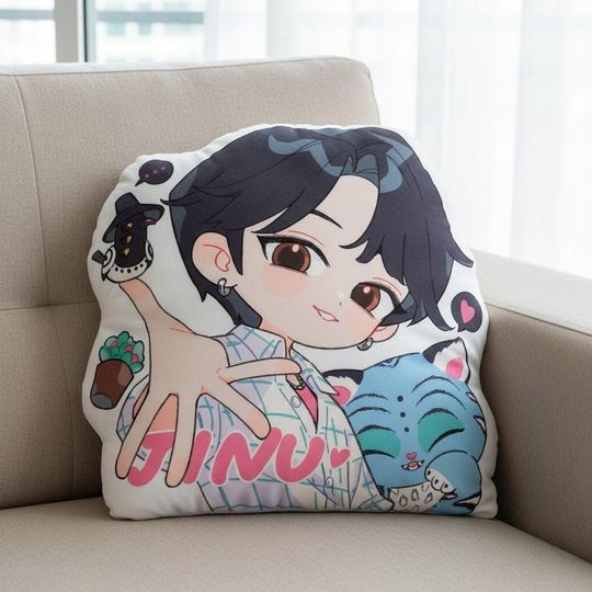Discover Jinu Chibi Pillow, Custom Shape Demon Hunters Plush, K-pop Boys Character Cushion, Cute Anime Style Gift, Birthday or Room Decor