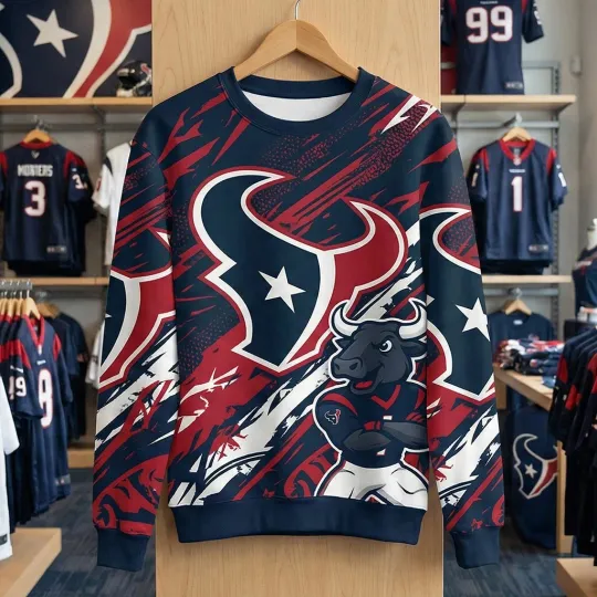 Houston Texans 3D Sweater - Football Team Sweatshirt for Fans