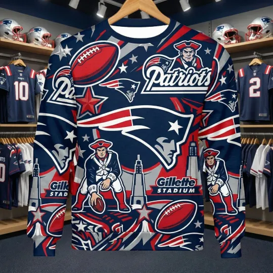 Discover Patriots Team New England Football Sweatshirt - Activewear, 3D Sweaters, Gift for Fans