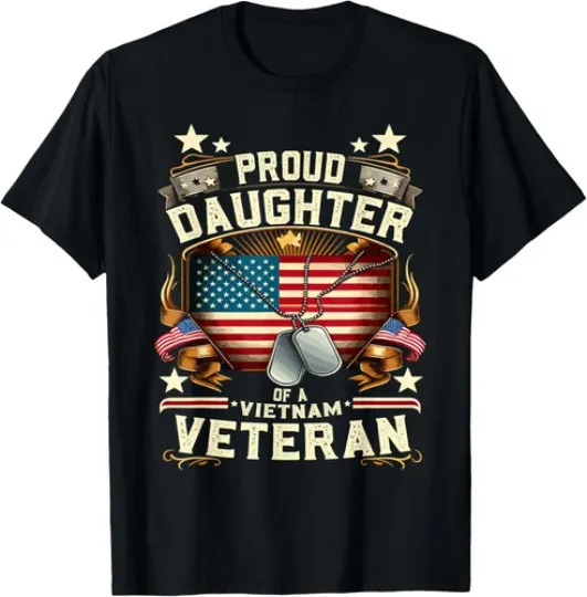 Discover Proud Daughter Of A Vietnam Veteran Usa Flag Vintage T-Shirt