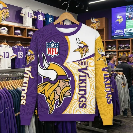 Minnesota Vikings Football Team Sweatshirt, 3D Sweater, Fan Gift