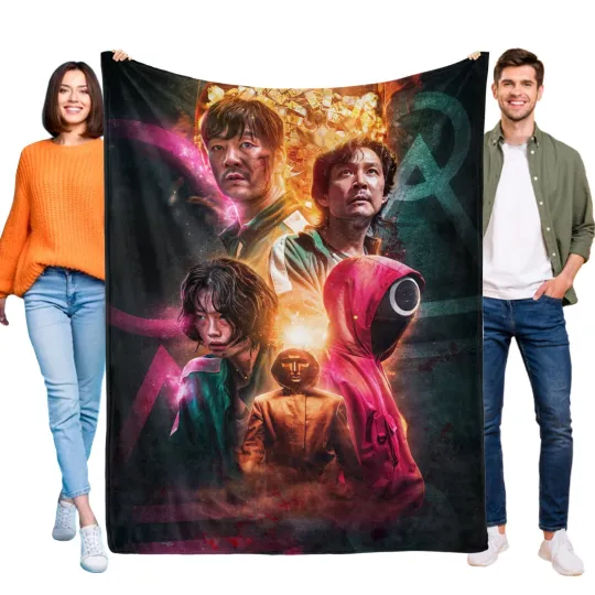 Discover Squid Cosplay Fleece Blanket for Bed Sofa Couch Soft Flannel Throw Gift