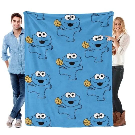 Cookie Monster Fleece Blanket - Soft Bed and Sofa Throw for Cozy Comfort