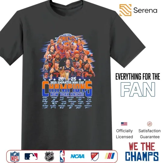 Discover Knicks 2025 Emirates NBA cup Champions signatures shirt