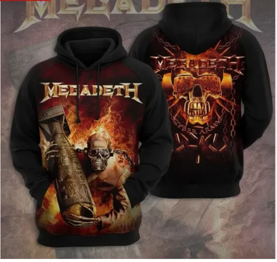 Discover Megadeth World Tour 2025 3D Hoodie men Rock Band Concert Tee