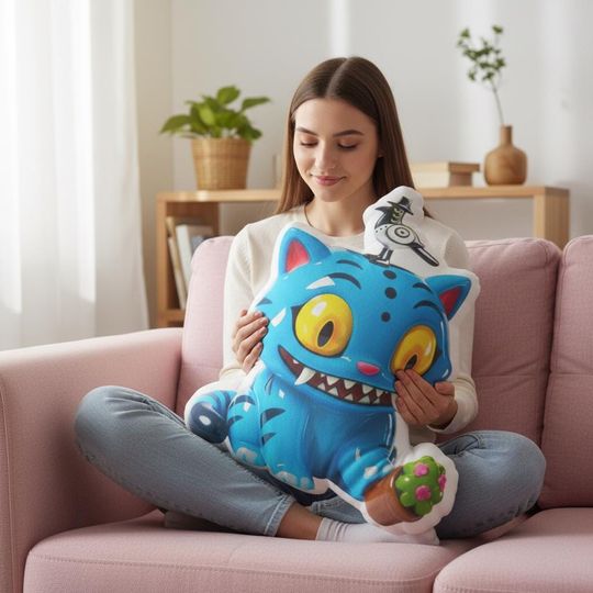 Discover Derpy Tiger Pillow, Cute Huntrix Pillow, Derpy Tiger Kpop Demon Hunters Plush, Kpop Demon Hunters Pillow, KPop Demon Hunters Pillow Case