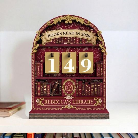 Discover Wooden Book Tracker Sign, Personalized Annual Reading Counter, Library Decor, Reader Gift