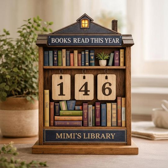 Personalized Name Vintage Book Tracker Sign, Custom Books Read This Year Library Decor, Reader Gift for Her