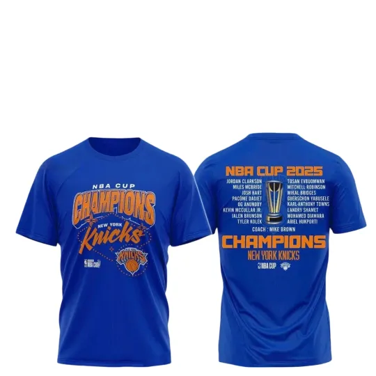 Discover Knicks 2025 Basketball Cup Champions 3D T-shirt