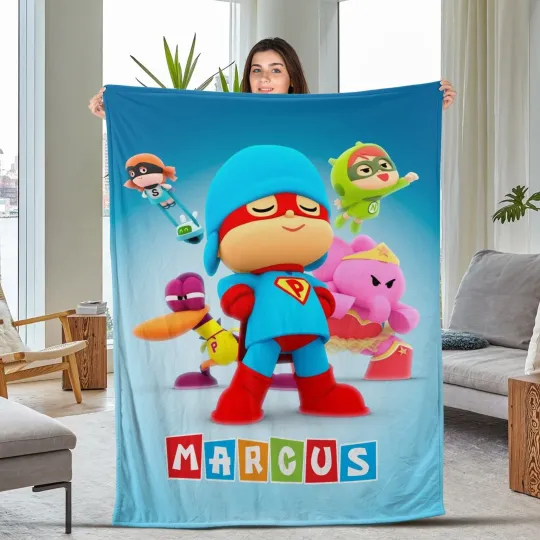 Discover Personalized Pocoyo Fleece Blanket for Birthday Gifts and Pocoyo Fans