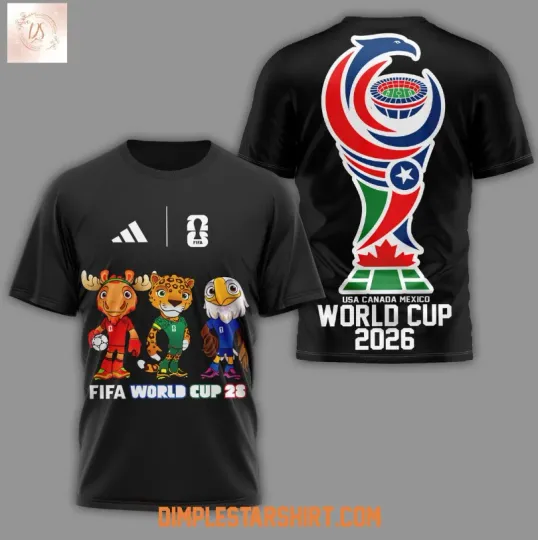 Fifa World Cup 2026 3D All Over Printed Black T-Shirt