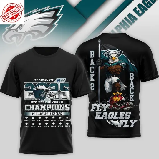 Discover Eagles Fly Eagles Fly 2025 NFC East Champion T-shirt