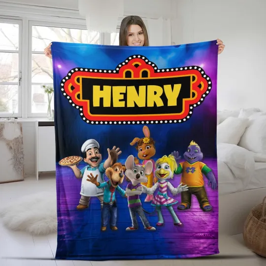 Chuck E Cheese Fleece Blanket Soft Cozy Throw Lightweight Warm