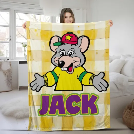 Chuck E Cheese Fleece Blanket Soft Cozy Lightweight Warm Throw Blanket
