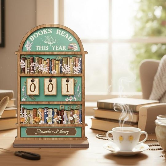 Discover Personalized Reading Tracker Wall Decor, Books Read This Year Sign, Bookish Library Counter, Custom Name Book Lover Gift