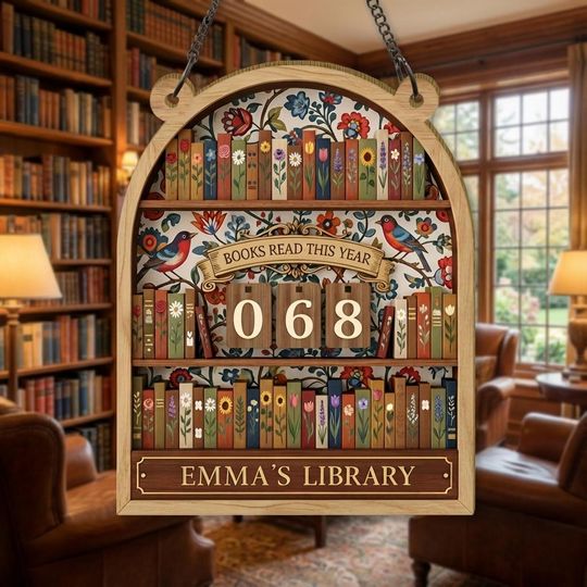 Discover Vintage Book Tracker Sign: Personalized Reading Tracker, Library Decor, Book Lover Gift, Books Read This Year Counter, Reading Lover Gift
