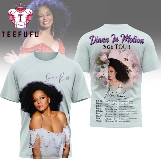Discover Diana In Motion 2026 Tour Graphic Music 3D Shirt S-6XL PP2782