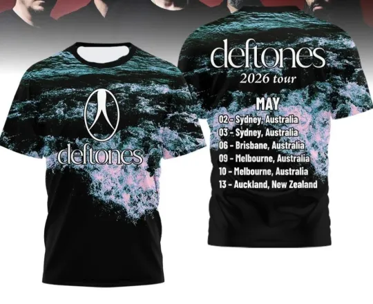 Discover Deftone Australia Tour 2026 Concert 3D T-Shirt