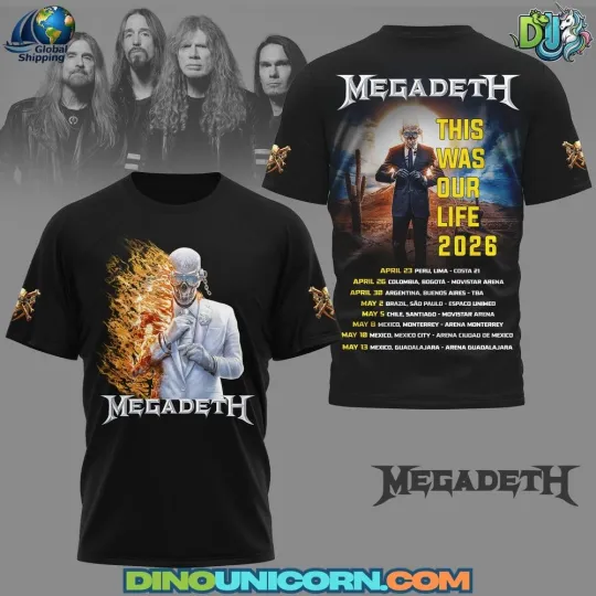 Discover Megadeth “This Was Our Life” 2026 Tour T-Shirt – Heavy Metal