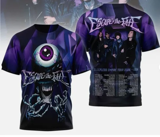 Discover Escape The Fate Sleepless Empire Tour 2026 3D T-Shirt