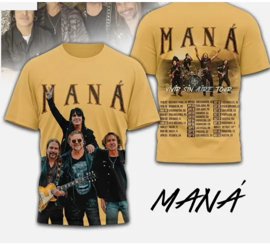 Discover Mana Vivir Sin Aire Tour 2026 3D T-Shirt Fullsize