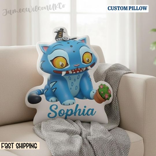 Derpy Tiger Pillow, Cute Huntrix Pillow, Derpy Tiger Kpop Demon Hunters Plush, Kpop Demon Hunters Pillow, KPop Demon Hunters Pillow Case