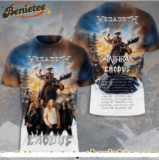 Megadeth 2026 Thrash Metal Tour 3D T-Shirt for Heavy Metal Fans